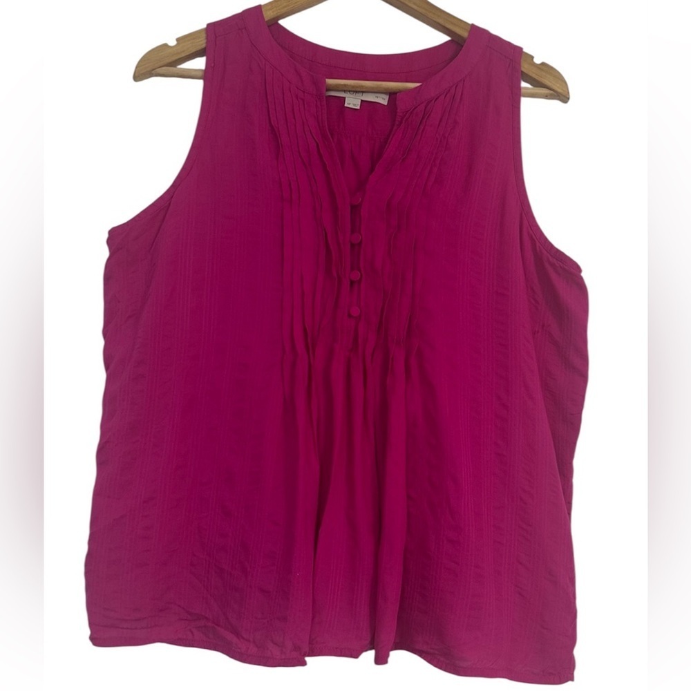 LOFT Pink Neutral Sleeveless Pleated Tank Top